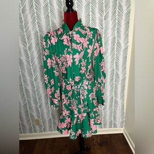 Pink and green floral dress